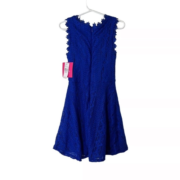 Amy Byer NWT Girls Dress Size 7 Cobalt Blue Sleeveless Floral Lace Textured - Picture 2 of 8